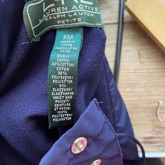 Lauren Ralph Lauren Women’s Joggers Cargo Pants Size PM Petite Downstring Blue - Picture 11 of 11